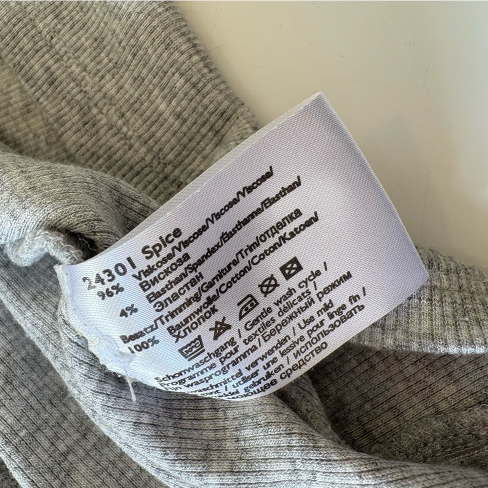 Annette Goertz || Ribbed‎ Elbow-Length Tee Knit Top T-Shirt Gray Small - Picture 9 of 9